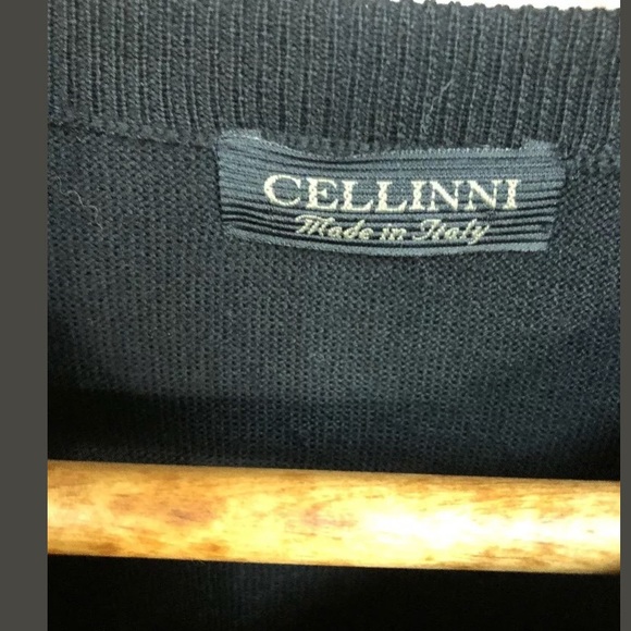 Cellini Large XL Italy Sweater Wool Blend Black - Picture 2 of 3